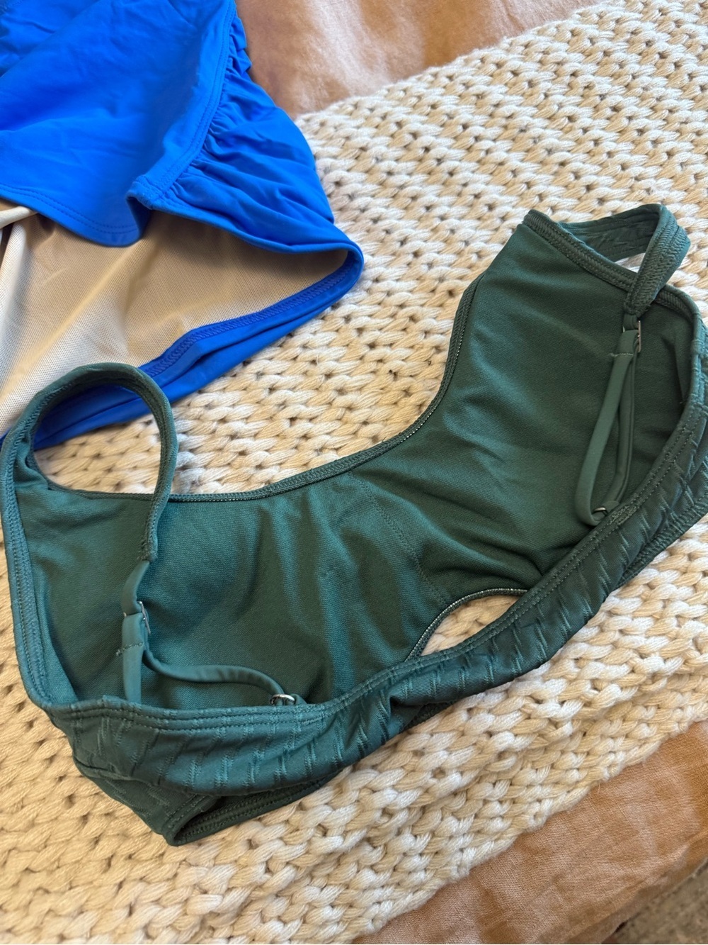 Bundle of Royal Blue Tankini Top & Forest Green Bikini Top Set - Picture 4 of 7